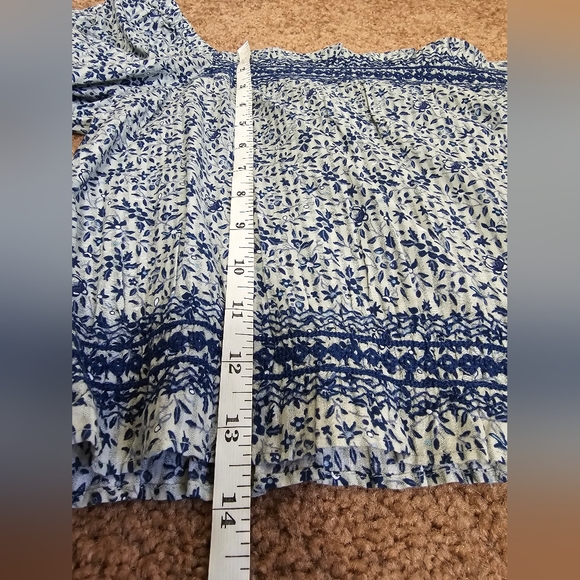 Madewell Jeanette Top in Florentine Floral In Blue Cropped Ruffle NWT Size M - Picture 12 of 14